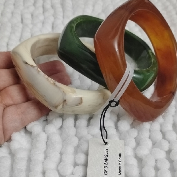 Piper K Boho Retro Chunky Set Of 3 Bangle Bracelets - Picture 9 of 10